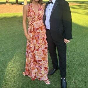 Astr Floral Maxi Dress in Pink and Orange